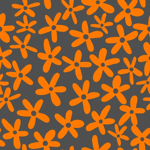 Nahtloses Blumenmuster mit orangefarbenen Doodle-Blüten — Stockvektor
