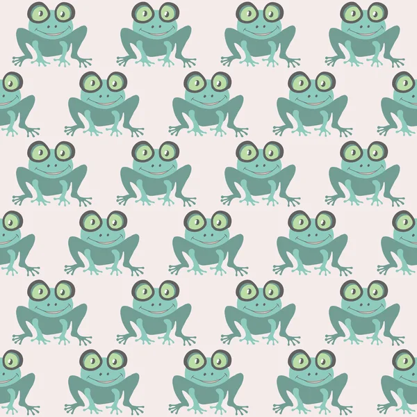 无缝模式与绿色坐青蛙 — 图库矢量图片