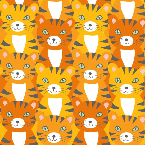 Mignon motif sans couture avec tigres assis — Image vectorielle