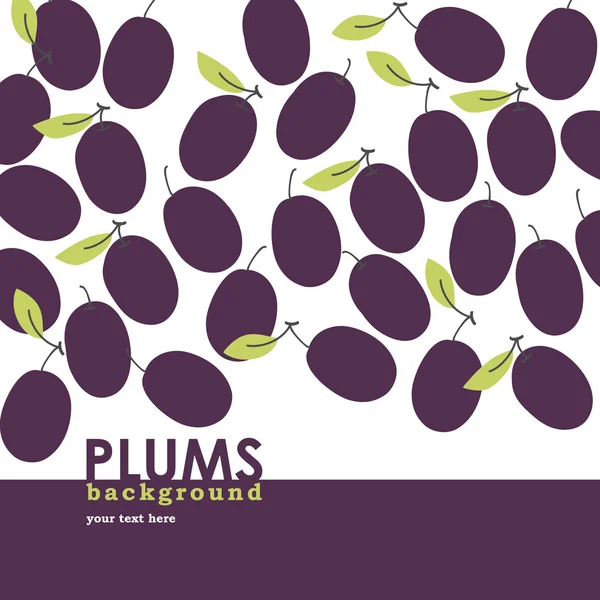 Cute background with plums — Stock Vector