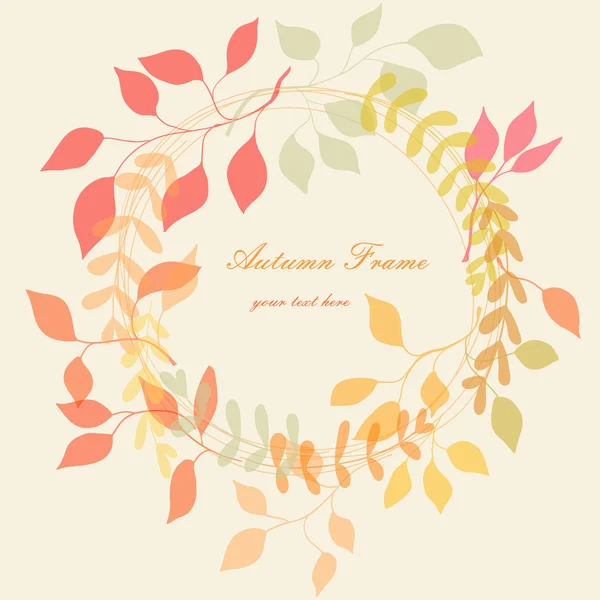Cadre rond avec feuilles d'automne — Image vectorielle