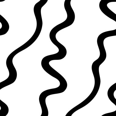 Dalgalı çizgiler boyunca soyut siyah beyaz desen