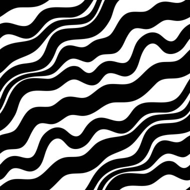 Dalgalı çizgiler boyunca soyut siyah beyaz desen