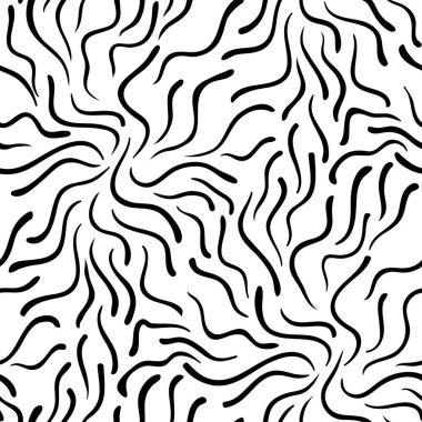 Dalgalı çizgileri olan siyah ve beyaz soyut desen