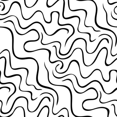 Dalgalı çizgileri olan siyah ve beyaz soyut desen