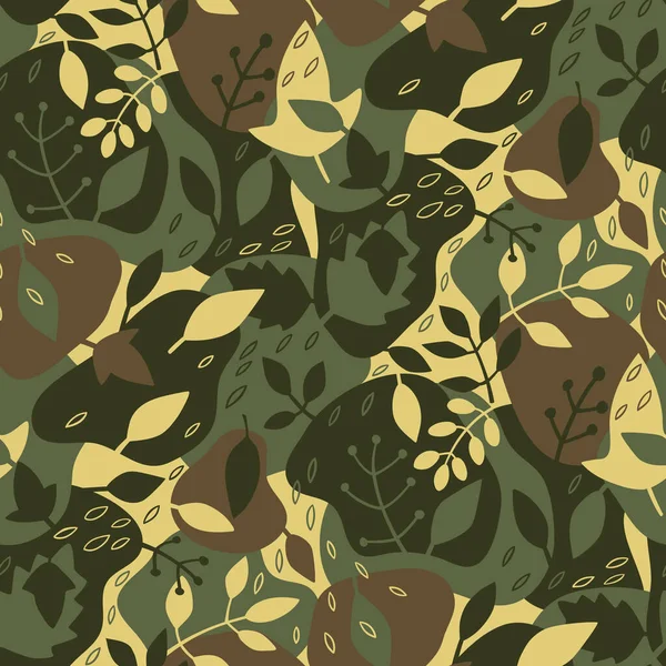 Modèle Camouflage Vectoriel Sans Couture Avec Feuilles — Image vectorielle