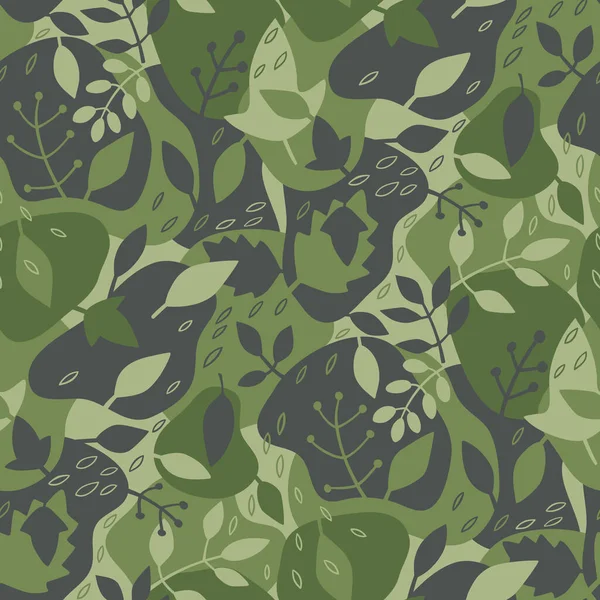 Modèle Camouflage Vectoriel Sans Couture Avec Feuilles — Image vectorielle