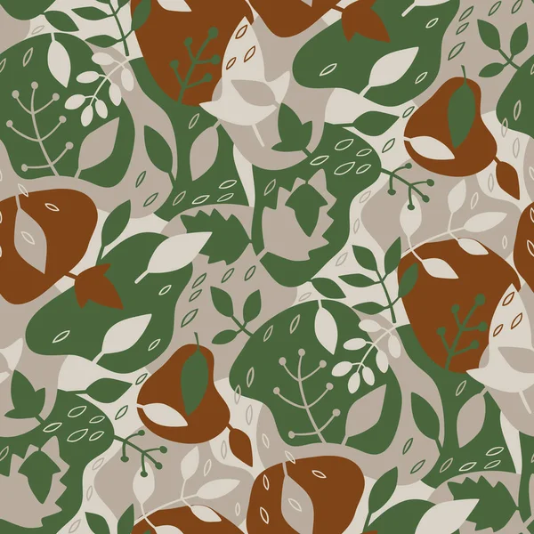 Modèle Camouflage Vectoriel Sans Couture Avec Feuilles — Image vectorielle