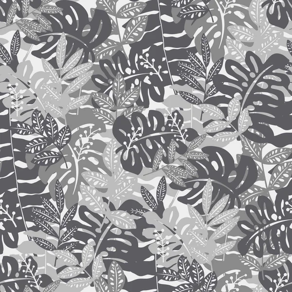 Modèle Camouflage Sans Couture Avec Feuilles Tropicales — Image vectorielle