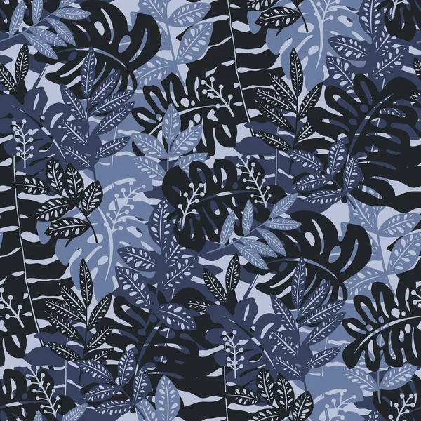 Modèle Camouflage Sans Couture Avec Feuilles Tropicales — Image vectorielle