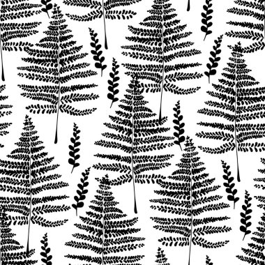 Siyah ve beyaz eğreltiotu desenli