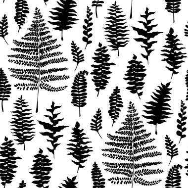 Siyah ve beyaz eğreltiotu desenli