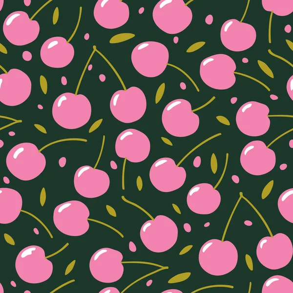 Seamless Pattern Cherries — Stock Vector