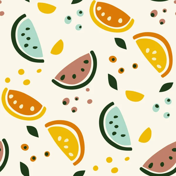 Seamless Pattern Fruit Slices — Stock Vector