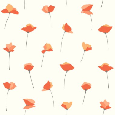 Seamless vector pattern with poppies