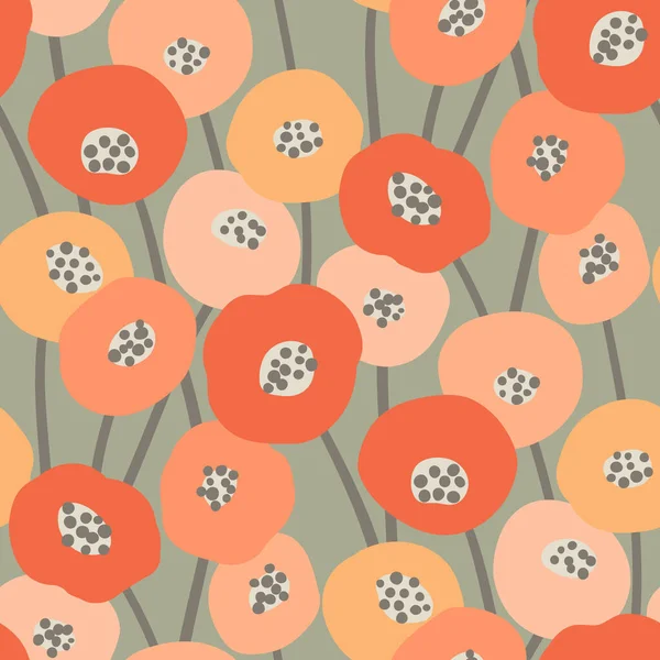 Seamless Vector Pattern Poppies — Stock vektor