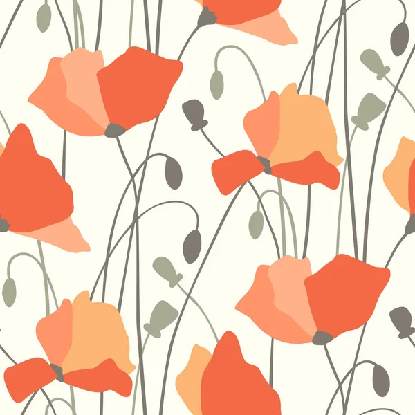 Seamless Vector Pattern Poppies — Stock Vector