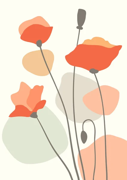 Floral Postcard Poppies — Vettoriale Stock