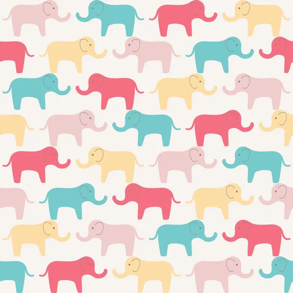 Seamless pattern with cute elephants — Stock Vector