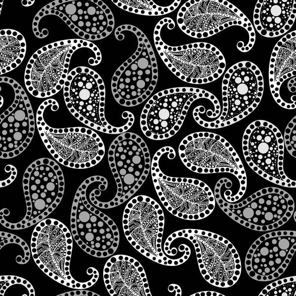 Padrão paisley preto e branco — Vetor de Stock