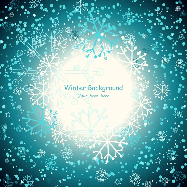 Winter achtergrond met sneeuwvlokken — Stockvector