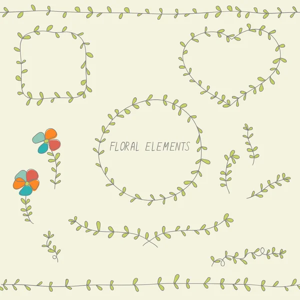 Doodle çiçek öğeleri