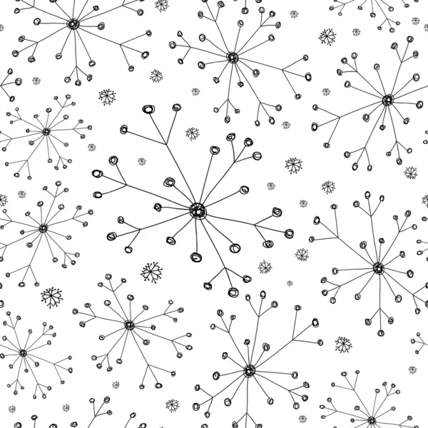 Muster schwarzer und weißer Schneeflocken — Stockvektor