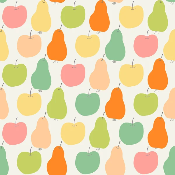 Lindo patrón sin costuras con manzanas y peras — Vector de stock