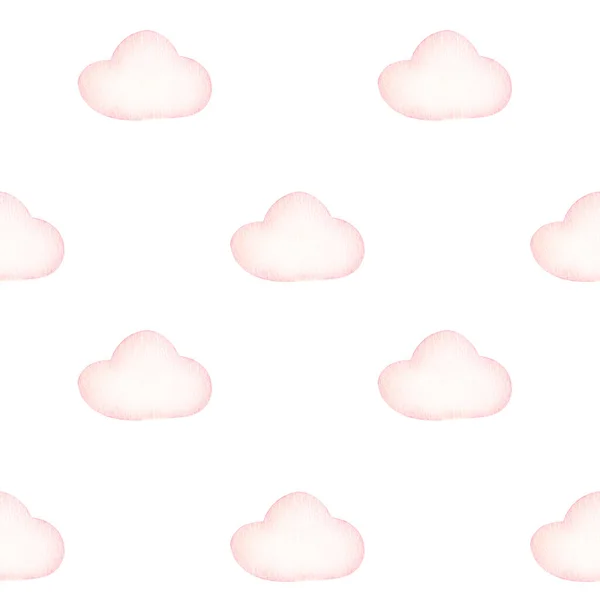 Acuarela Nubes Rosadas Cielo Patrón Sin Costuras Fondo Nube Pastel —  Fotos de Stock