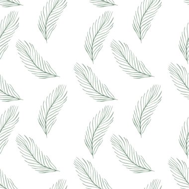 Elle boyanmış yeşil yapraklı dikişsiz suluboya desen. Yaz botanik geçmişi ambalaj kağıdı, duvar kağıdı, kumaş baskısı, düğün davetiyesi ve diğer şeyler için mükemmel..
