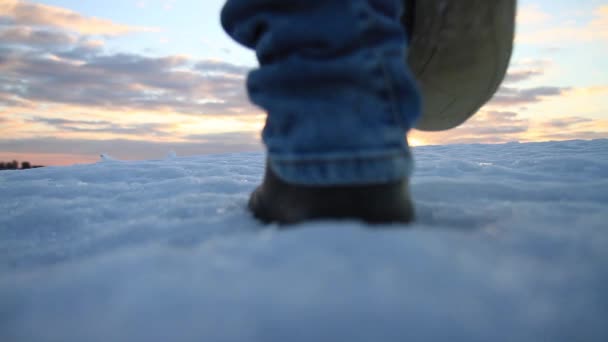 Junger Mann auf den Gipfel des Berges — Stockvideo