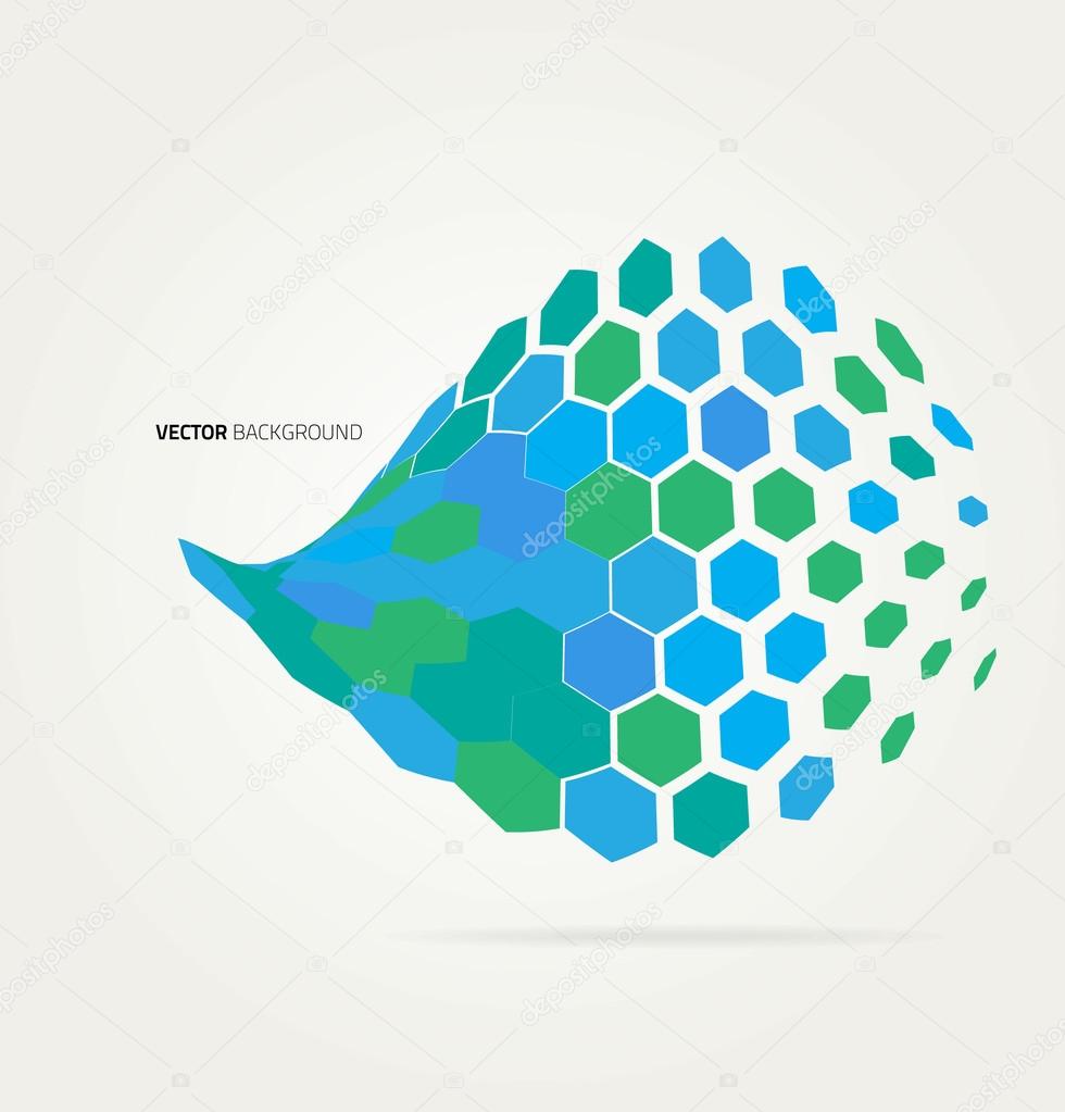 Abstract wave Vector hexagons template.