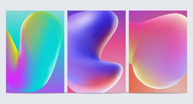 Modern soyut kapaklar seti. Serin eğimli şekiller bileşimi.