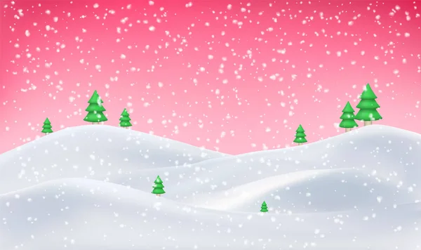 Vrolijk Kerstlandschap Sneeuw achtergrond Vector. Model ontwerp — Stockvector