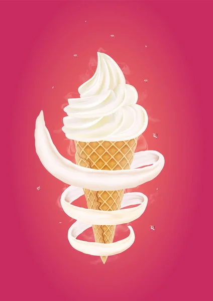 Creamy ice cream on a bright background — Stock Vector