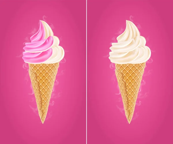 Κρεμώδες παγωτό σε φωτεινό φόντο — Διανυσματικό Αρχείο