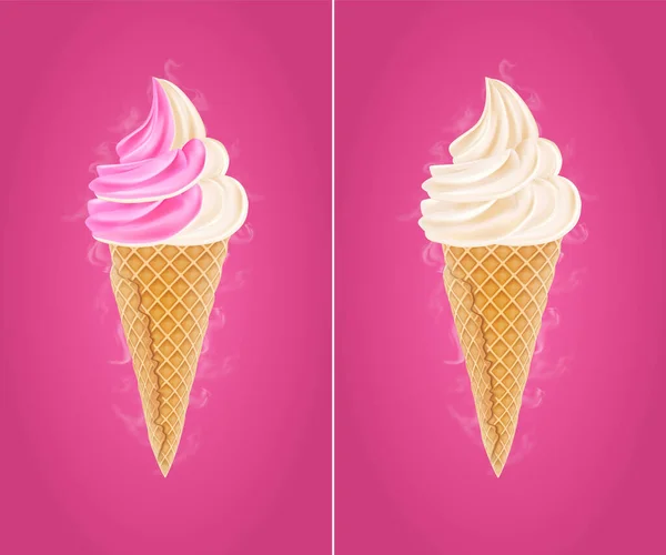 Creamy ice cream on a bright background — Stock Vector