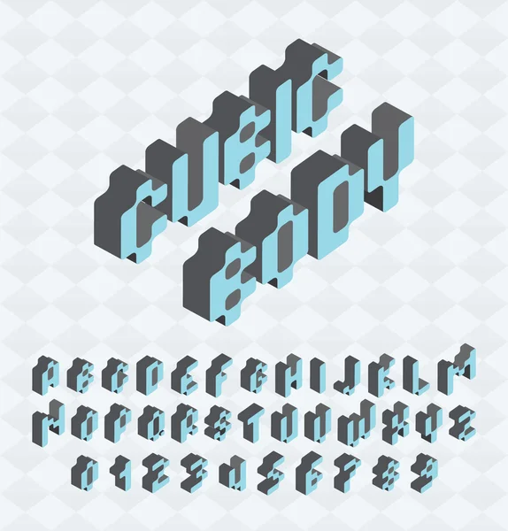 Caratteri cubici, grandi lettere colorate in piedi , — Vettoriale Stock