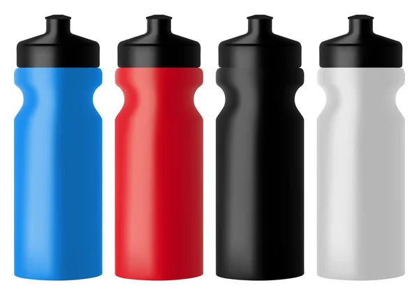 Set de botellas de agua deportivas realistas — Vector de stock