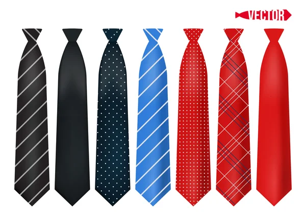 Set gerçekçi renkli kravat. — Stok Vektör