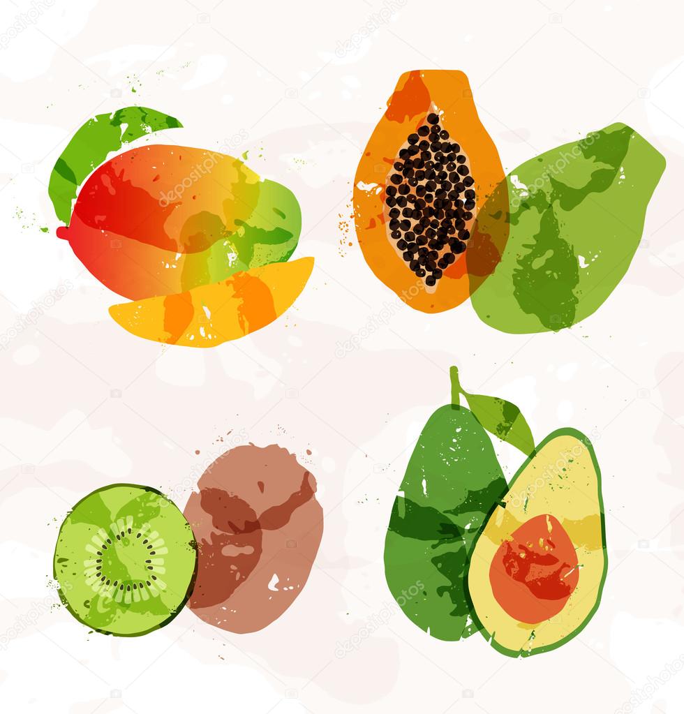 Insieme di macchie colorate di frutta fresca — vettoriali stock ... Macchie di frutta
