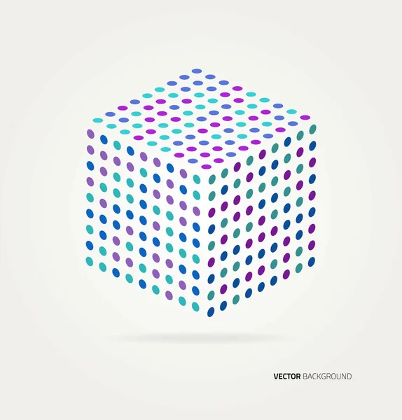 Cubo tridimensional de puntos de colores — Vector de stock