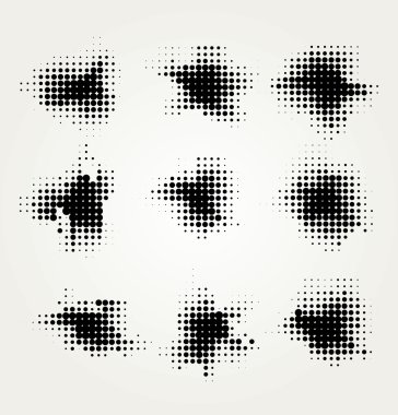 Collection of four ink splats clipart