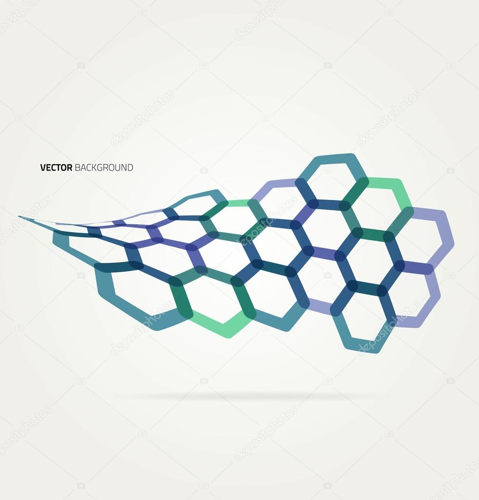 Abstract wave Vector hexagons template. 