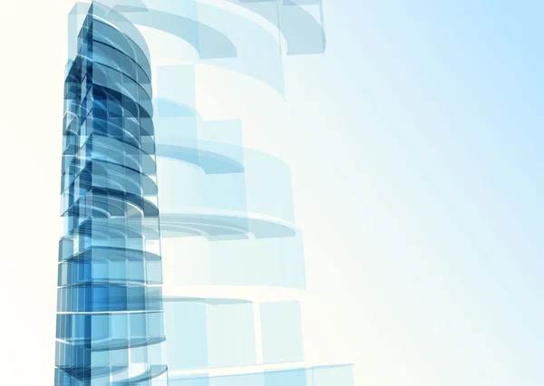 Parede de vidro azul moderno do edifício de escritório — Vetor de Stock