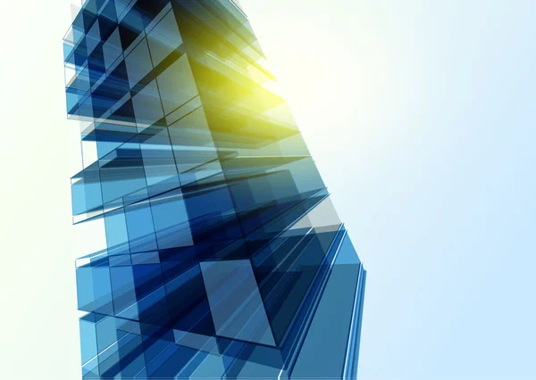 Moderne blaue Glaswand eines Bürogebäudes — Stockvektor