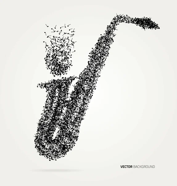 Abstract saxophone of black notes — Stock Vector