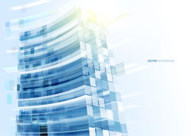 Modern mavi cam duvar ofis binası