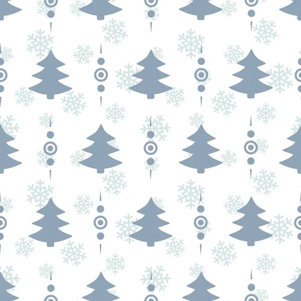 Vector Seamless Pattern Christmas Trees Wrapping Paper Greeting Cards — Stock Vector