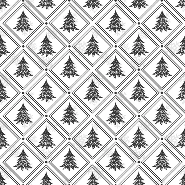 Geometric Seamless Pattern Christmas Trees Rhombuses Print Greeting Cards Wrapping — Stock Vector